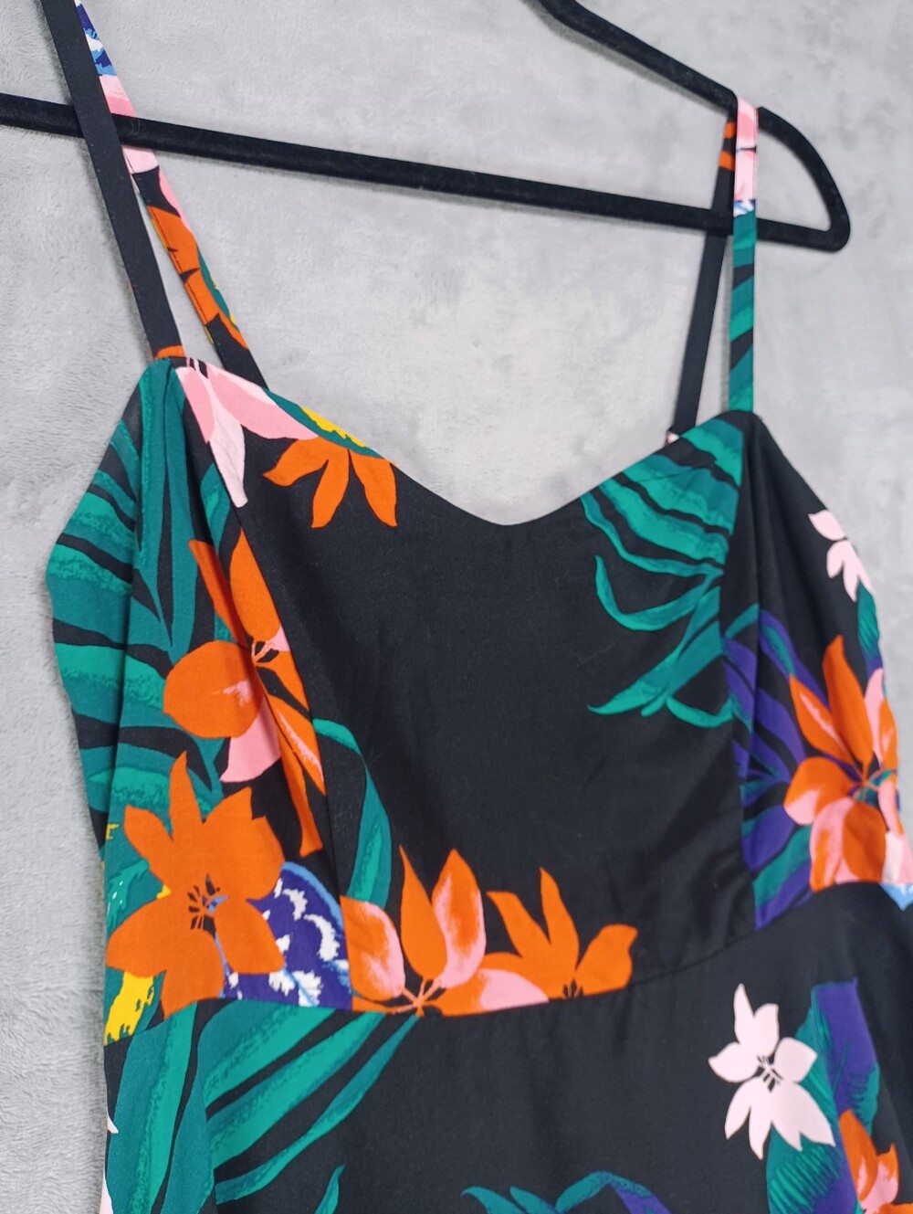 Old Navy Women's Tropical Black Floral Sundress Small Cami Mini Dress Hawaiian - Picture 4 of 9